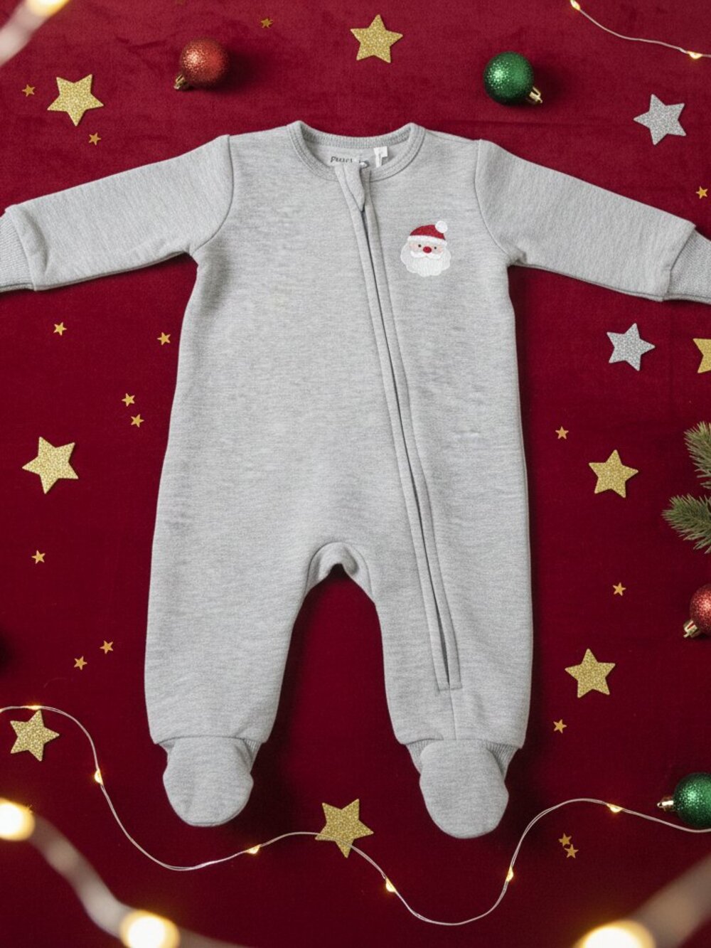 Petit Lem Santa Baby Fleece Romper NWT Newborn NB Christmas Sleeper